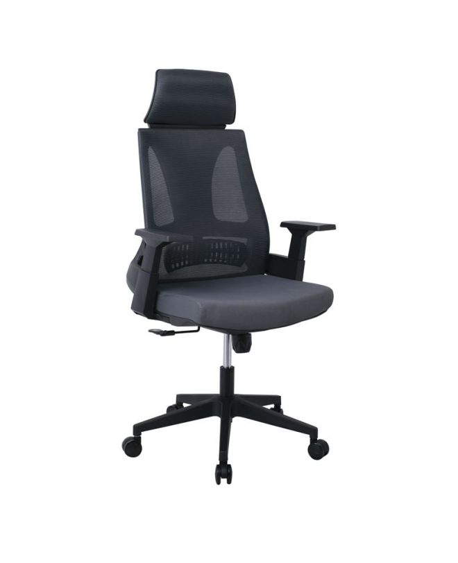 BF8750 Πολυθρόνα Γραφείου Διευθυντή, Mesh Γκρι, Ύφασμα Γκρι