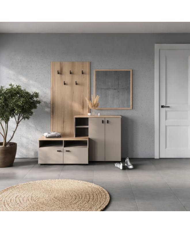 Έπιπλο εισόδου Ebro σε oak-cappuccino απόχρωση 150.3x41.2x204.7εκ