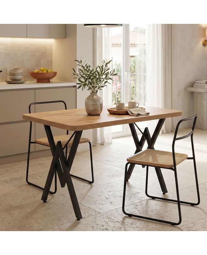 Τραπέζι Vertex oak με μαύρα μεταλλικά πόδια 110x70x72εκ