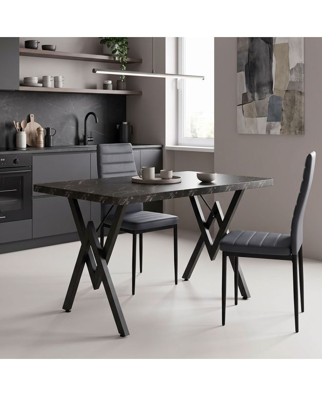 Τραπέζι Vertex μαύρο μαρμάρου και μέταλλο 110x70x72εκ