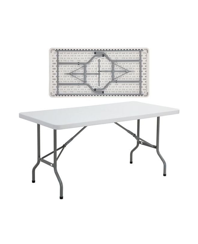 BLOW Τραπέζι Catering Πτυσσόμενο, Μέταλλο Γκρι, HDPE Άσπρο 45mm