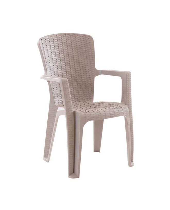 SIDE Πολυθρόνα Κήπου-Βεράντας Στοιβαζόμενη, (Rattan Look) PP-UV Απόχρωση Cappuccino