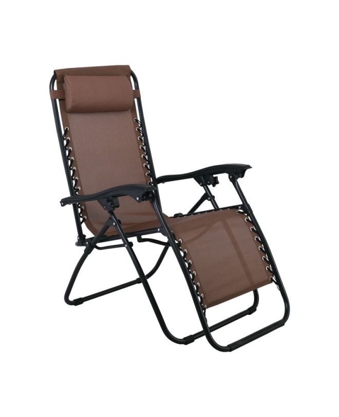 SUPER RELAX Πολυθρόνα με Υποπόδιο, Μέταλλο Βαφή Μαύρο, Textilene Καφέ
