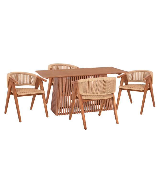 ΣΕΤ ΤΡΑΠΕΖΑΡΙΑΣ 5ΤΜΧ BRANN HM21078.03 ΟΡΘΟΓΩΝΙΟ ΤΡΑΠΕΖΙ & 4 ΚΑΡΕΚΛΕΣ