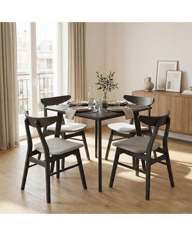 Tραπεζαρία Benson - Orlean σετ 5τμχ rustic grey - ύφασμα γκρι 80x80x75εκ