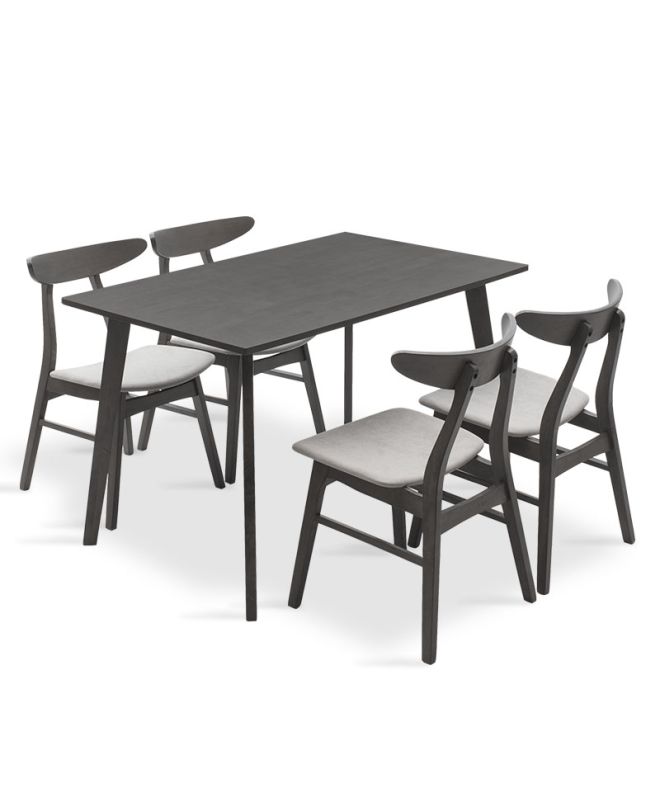 Tραπεζαρία Benson - Orlean σετ 5τμχ rustic grey-ύφασμα γκρι 120x75x75εκ