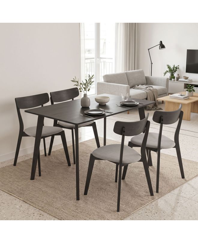 Tραπεζαρία Benson - Toto σετ 5τμχ rustic grey - ύφασμα γκρι 120x75x75εκ