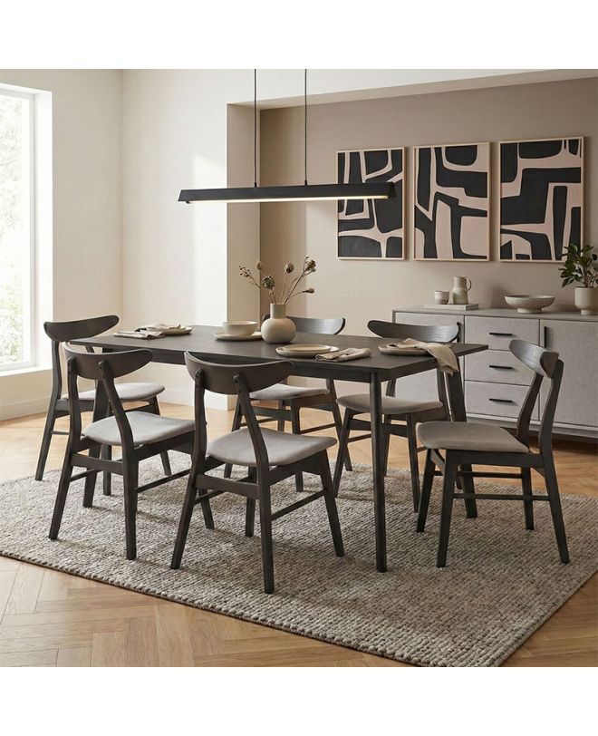 Tραπεζαρία Benson - Orlean σετ 7τμχ rustic grey - ύφασμα γκρι 150x90x75εκ