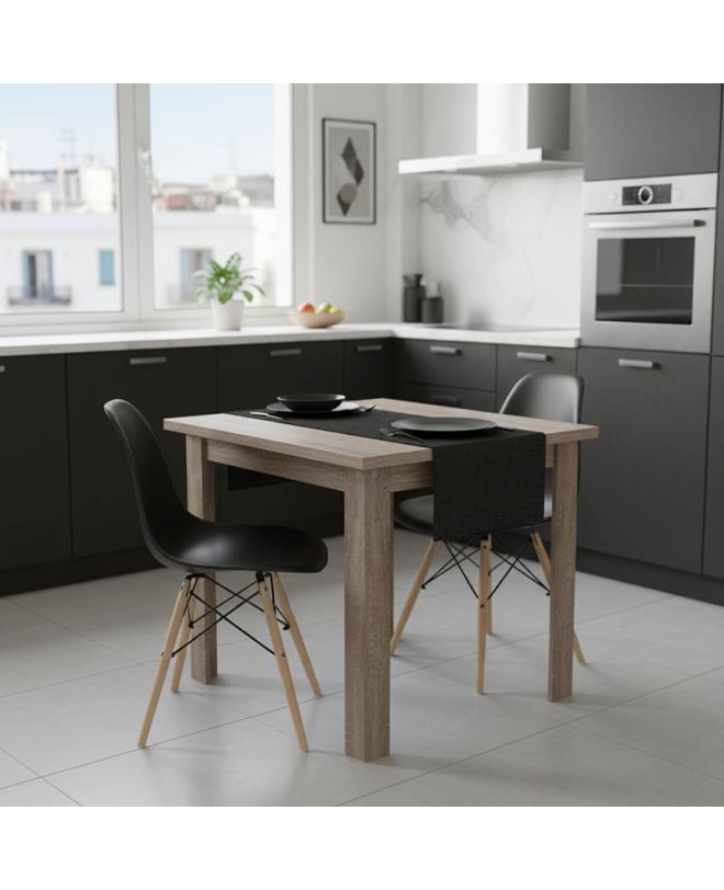 Τραπεζαρία Manka I-Julita σετ 3τεμ σε sonoma truffle-μαύρη απόχρωση 80x80x77εκ