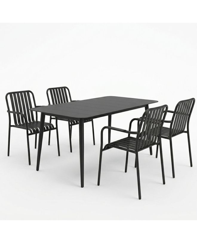 Τραπεζαρία Heven Vista σετ 5τεμ μαύρο αλουμίνιο 120x70x72εκ