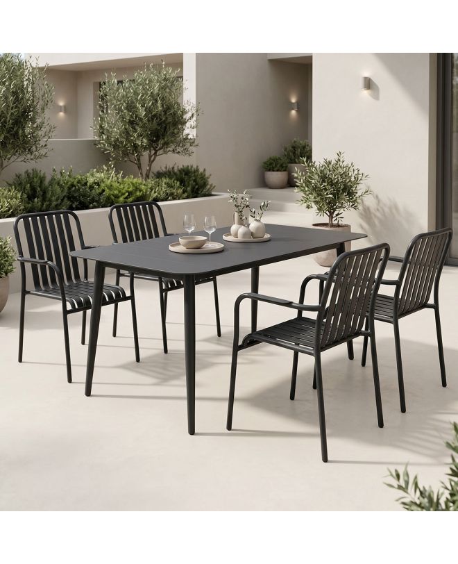 Τραπεζαρία Heven Vista σετ 5τεμ μαύρο αλουμίνιο 120x70x72εκ