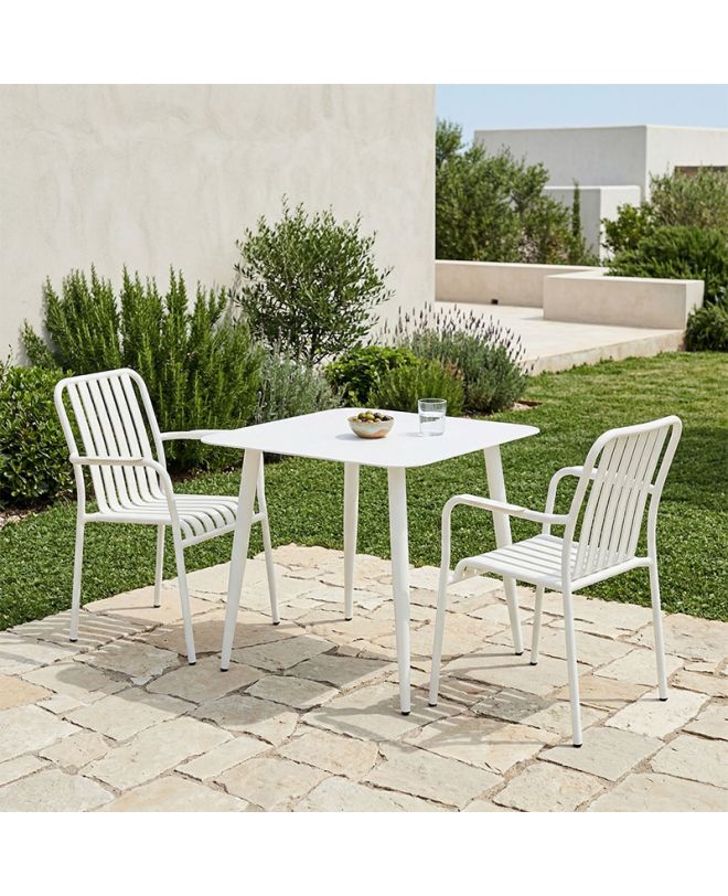 Τραπεζαρία Heven Vista σετ 3τεμ λευκό αλουμίνιο 80x80x72εκ