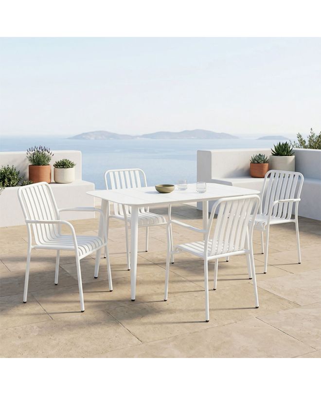 Τραπεζαρία Heven Vista σετ 5τεμ λευκό αλουμίνιο 120x70x72εκ