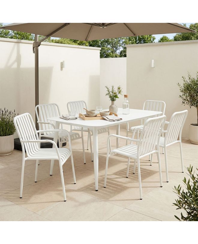 Τραπεζαρία Heven Vista σετ 7τεμ λευκό αλουμίνιο 150x80x72εκ