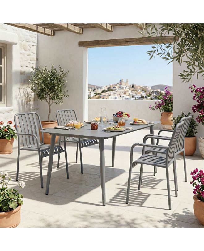 Τραπεζαρία Heven Vista σετ 5τεμ ανθρακί αλουμίνιο 150x80x72εκ