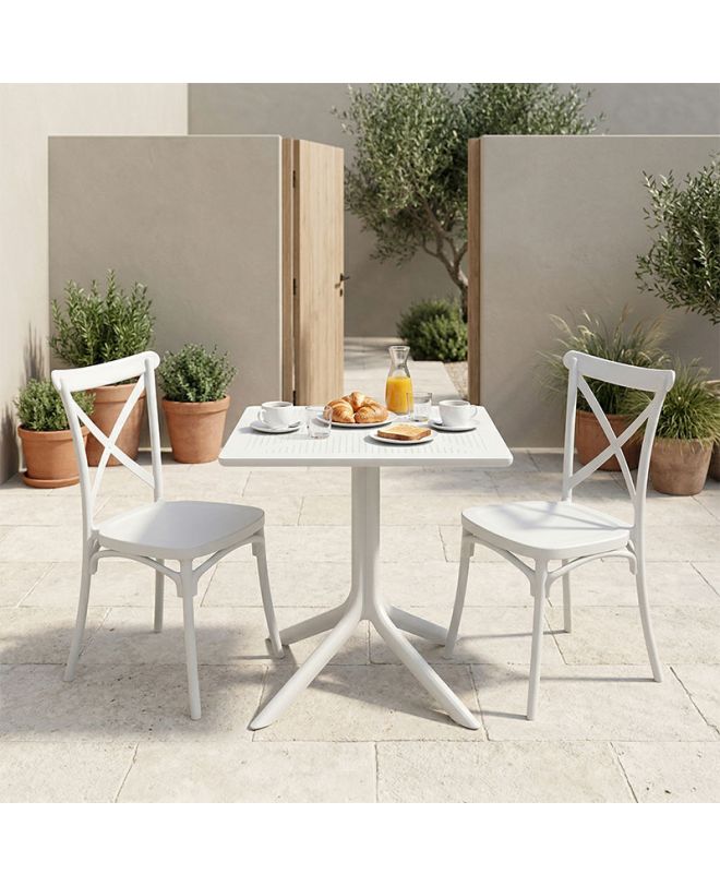 Τραπεζαρία Groovy Crossie σετ 3τεμ λευκό PP 60x60x76εκ