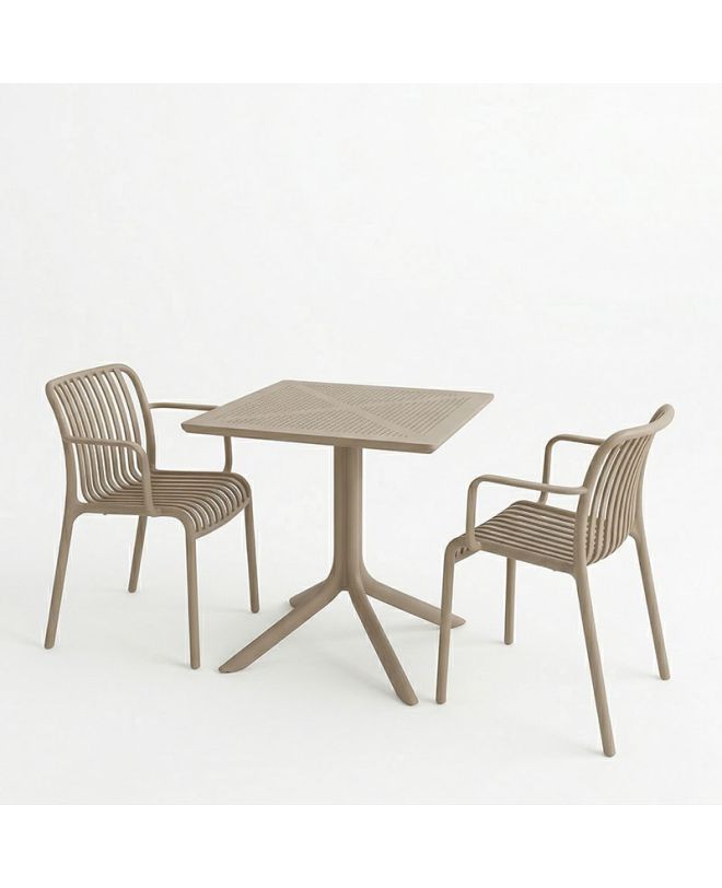 Τραπεζαρία Groovy Zoi σετ 3τεμ cappuccino PP 60x60x76εκ