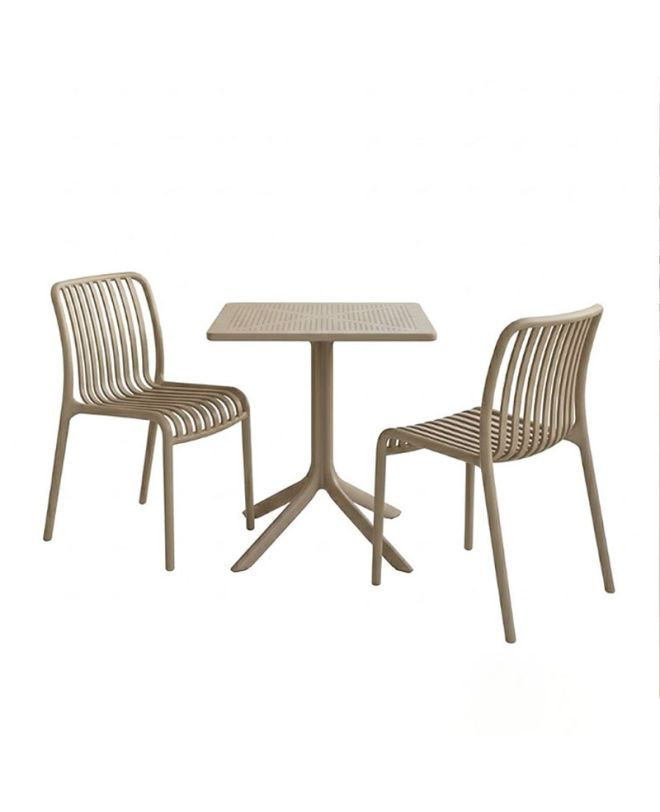 Τραπεζαρία Groovy Zoi σετ 3τεμ cappuccino PP 60x60x76εκ