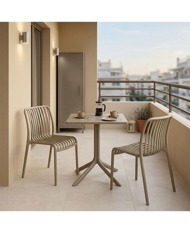 Τραπεζαρία Groovy Zoi σετ 3τεμ cappuccino PP 60x60x76εκ