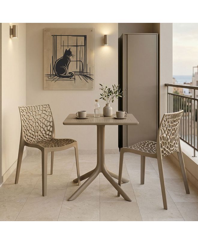 Τραπεζαρία Groovy Hush σετ 3τεμ cappuccino PP 60x60x76εκ