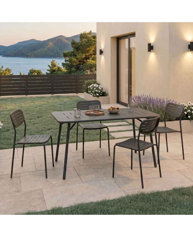 Τραπεζαρία Moraja Deraby Ι σετ 5τεμ μαύρο μέταλλο 140x80x72εκ