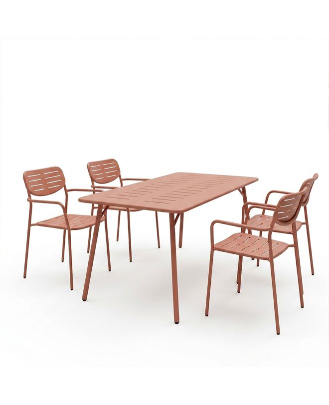 Τραπεζαρία Moraja Deraby σετ 5τεμ terracotta μέταλλο 140x80x72εκ