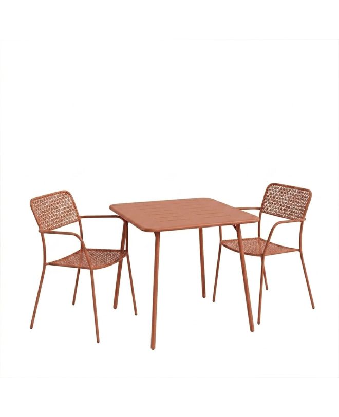 Τραπεζαρία Moraja Federal σετ 3τεμ terracotta μέταλλο 70x70x73εκ