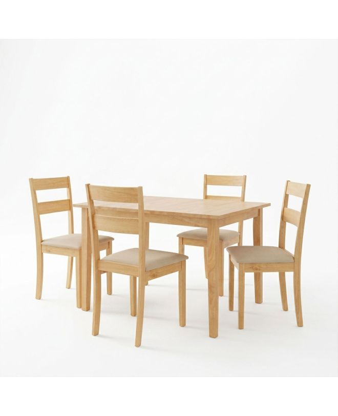 Τραπεζαρία Dallan Country 5τεμ σε φυσική απόχρωση rubberwood 120-150x80x74εκ