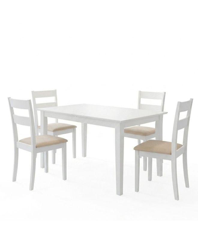 Τραπεζαρία Dallan Mabor 5τεμ λευκό rubberwood 120-150x80x73,8εκ