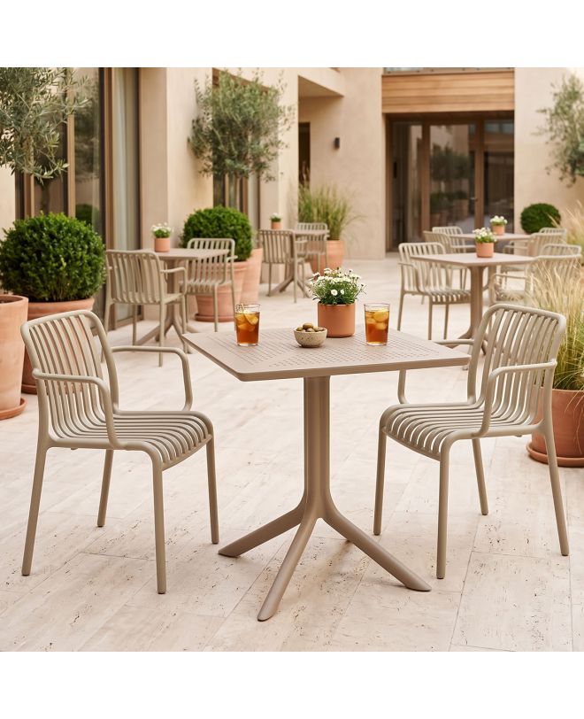 Τραπεζαρία Zoi Groovy σετ 3τεμ cappuccino PP 80x80x74εκ