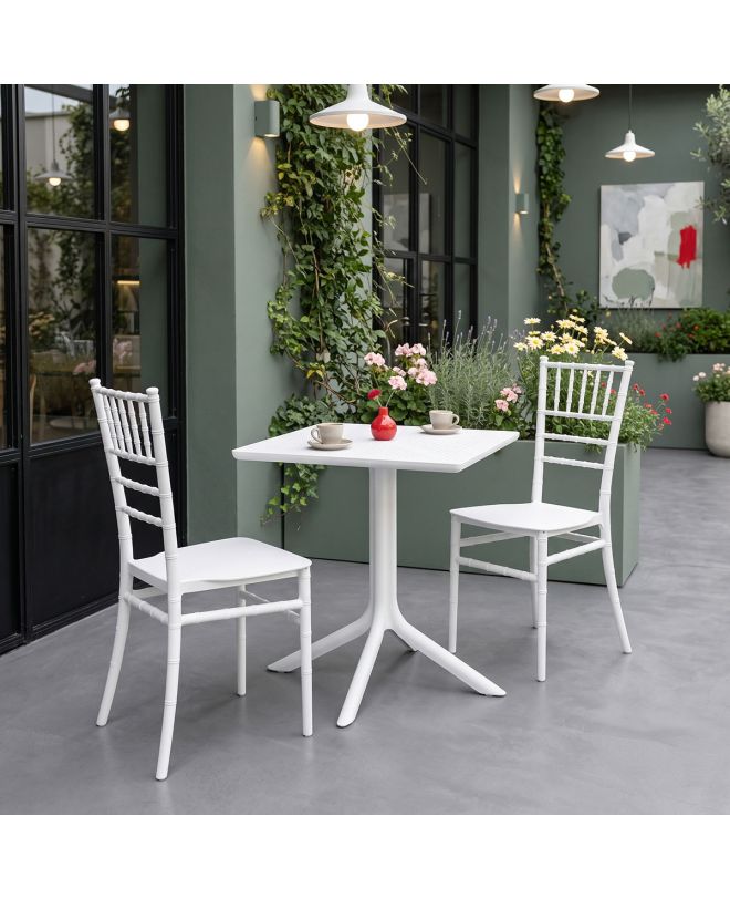 Τραπεζαρία Groovy Tifany I σετ 3τεμ λευκό PP 60x60x76εκ