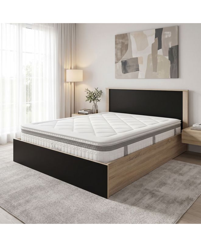 Κρεβάτι με στρώμα Athos Utopia sonoma και ανθρακί 160x200εκ