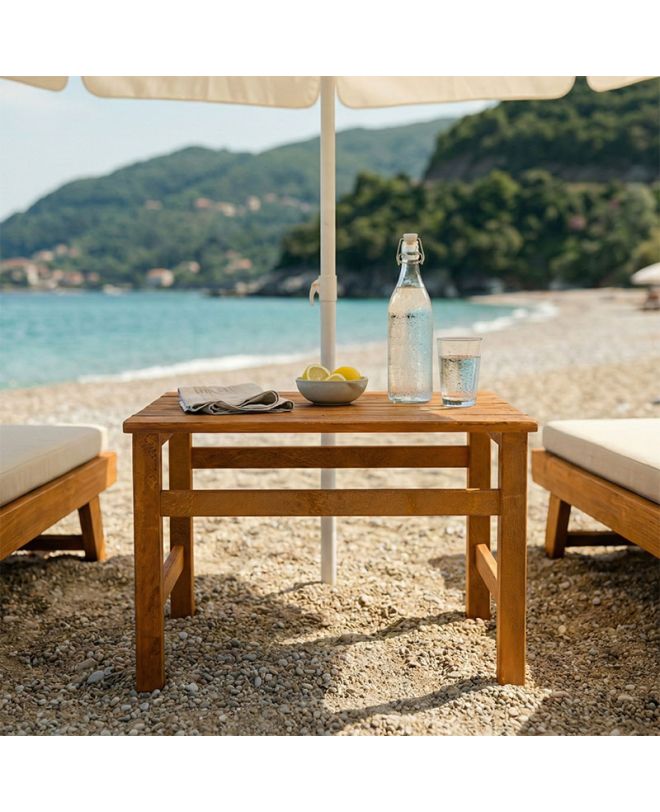 Τραπεζάκι παραλίας Summrine μασίφ ξύλο οξιάς σε καρυδί χρώμα 60x40x45εκ