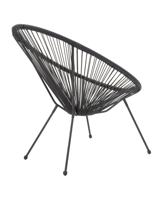 Πολυθρόνα Acapulco μεταλλο-pe rattan σε μαύρη απόχρωση 68.5x74.5x84εκ