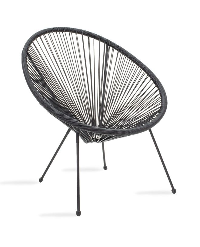 Πολυθρόνα Acapulco μεταλλο-pe rattan σε μαύρη απόχρωση 68.5x74.5x84εκ