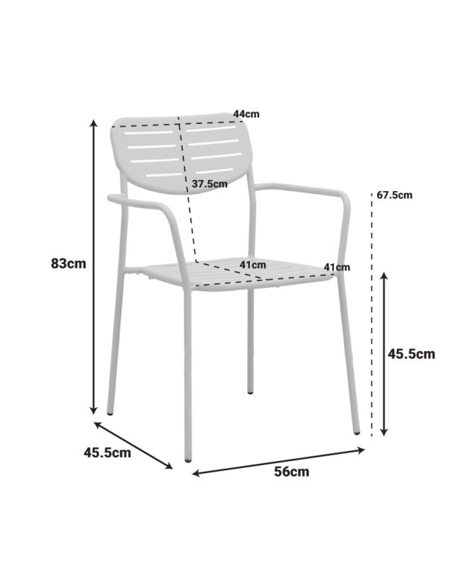 Πολυθρόνα Deraby στοιβαζόμενη κρεμ μέταλλο 56x45.5x83εκ