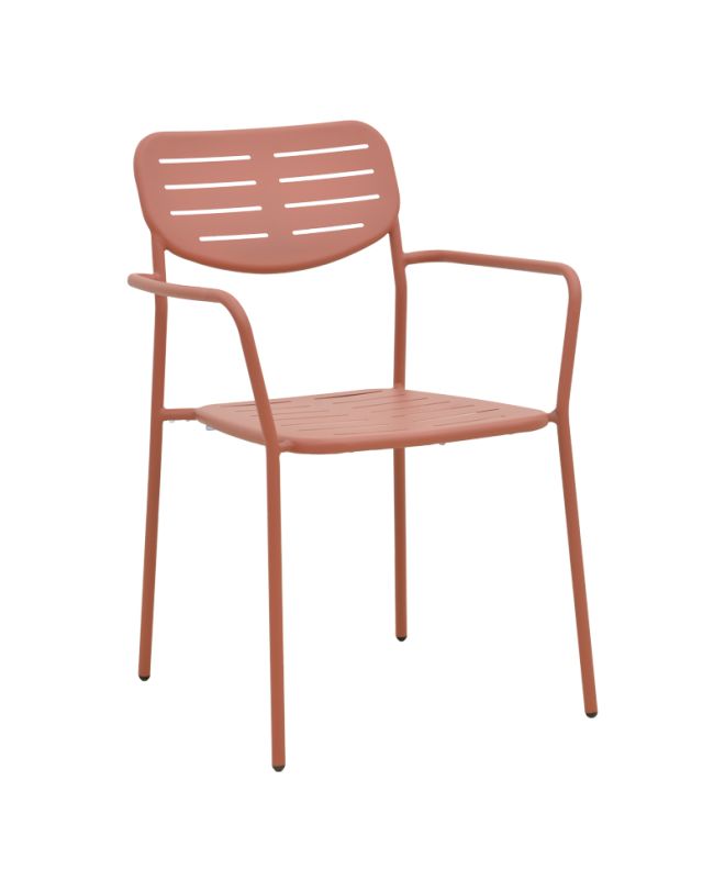 Πολυθρόνα Deraby στοιβαζόμενη terracotta μέταλλο 56x45.5x83εκ