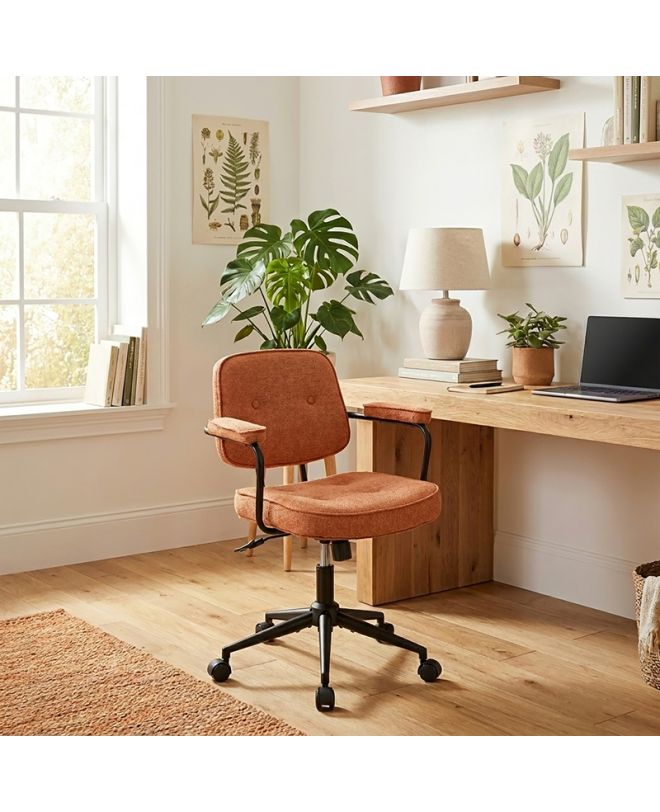 Καρέκλα γραφείου Leberta terracotta ύφασμα 64x63,5x86-96εκ