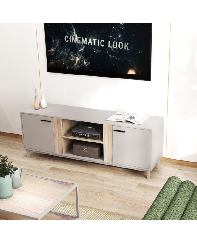 Έπιπλο τηλεόρασης Polenio taupe με φυσικό 150x40x53εκ