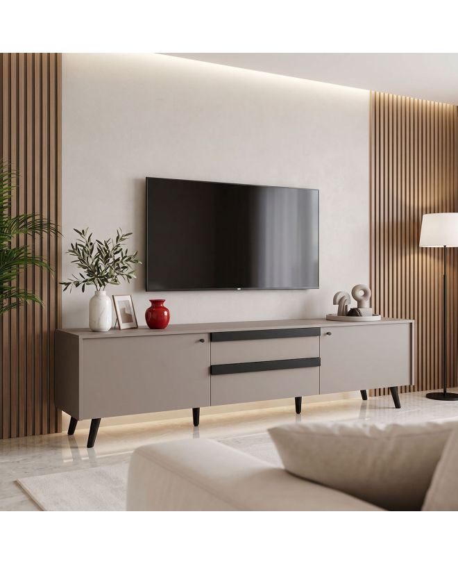 Έπιπλο τηλεόρασης Nectra taupe με μαύρο 180x40x56εκ