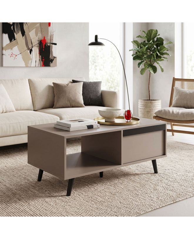 Τραπέζι σαλονιού Nectra taupe με μαύρο 100x50x45εκ
