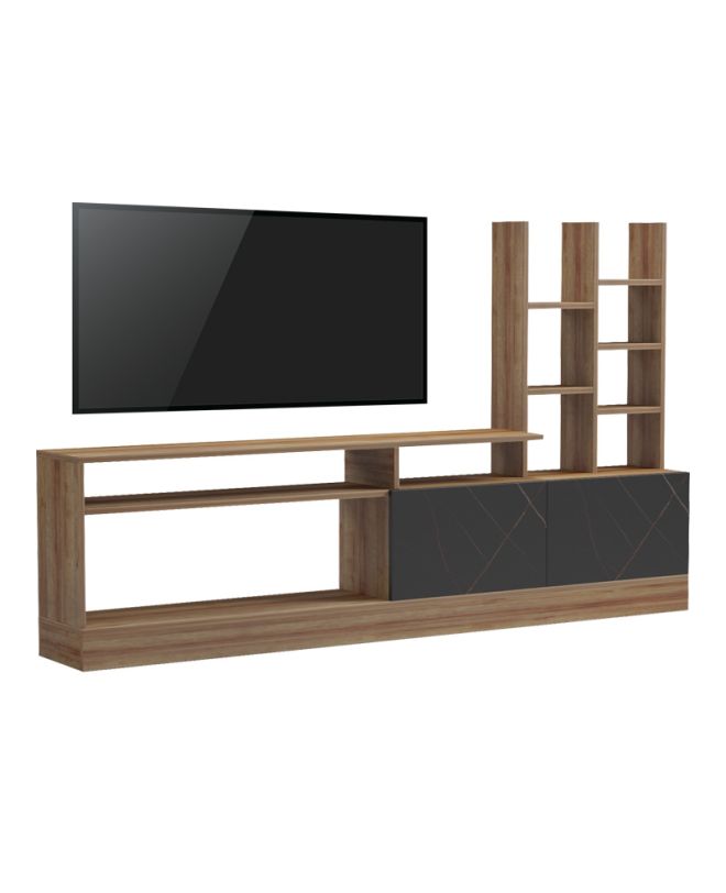 Σύνθετο σαλονιού Seruno oak - μαύρο μαρμάρου 170x25x100εκ