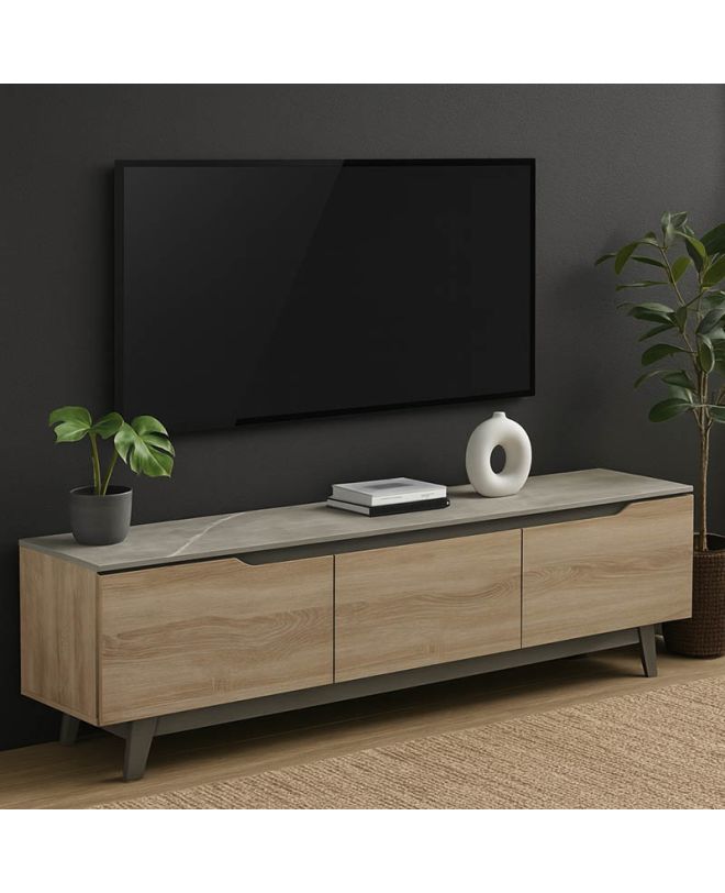 Έπιπλο τηλεόρασης Kasandra μπεζ μαρμάρου-sonoma 180x35x48.5εκ