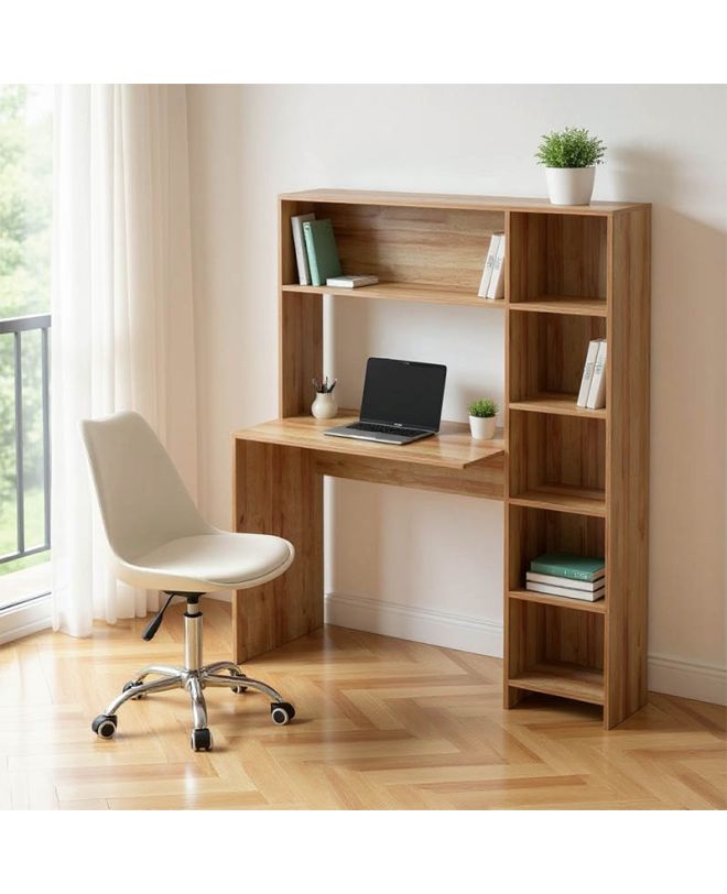 Γραφείο με βιβλιοθήκη Janson oak 113.2x40x141.8εκ