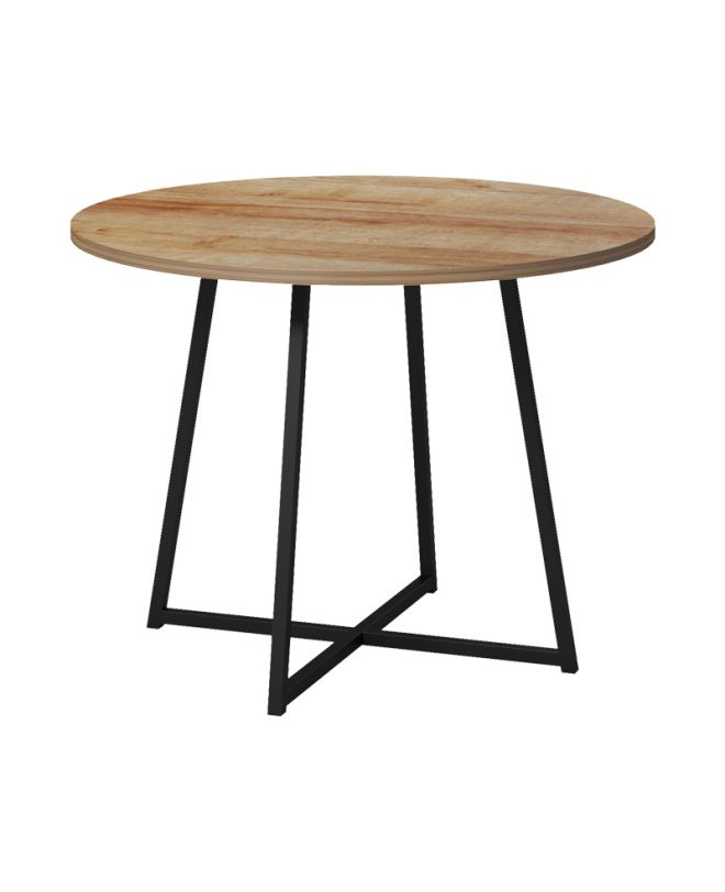 Τραπέζι Sarah Ι oak- μαύρα μεταλλικά πόδια Φ100x76εκ