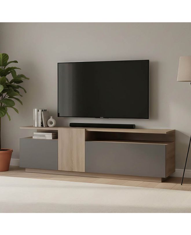 Έπιπλο τηλεόρασης Vendora σε sonoma-ανθρακί απόχρωση 150x29.5x46.3εκ