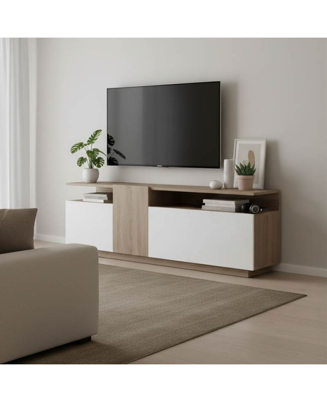 Έπιπλο τηλεόρασης Vendora σε sonoma-λευκή απόχρωση 150x29.5x46.3εκ