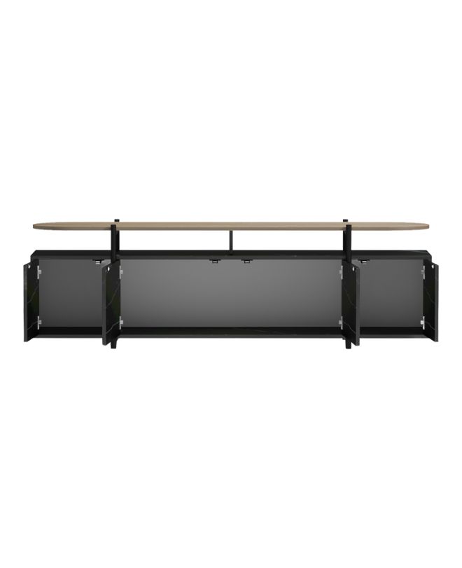 Έπιπλο τηλεόρασης Medousa sonoma - μαύρη όψη μαρμάρου 160x35.5x50εκ