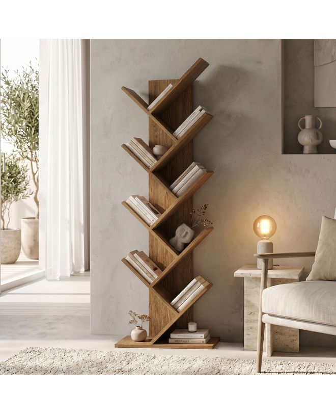 Βιβλιοθήκη Fyllo καρυδί 50x25x141.5εκ