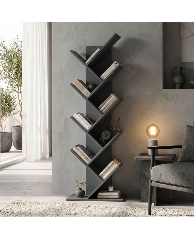 Βιβλιοθήκη Fyllo ανθρακί 50x25x141.5εκ